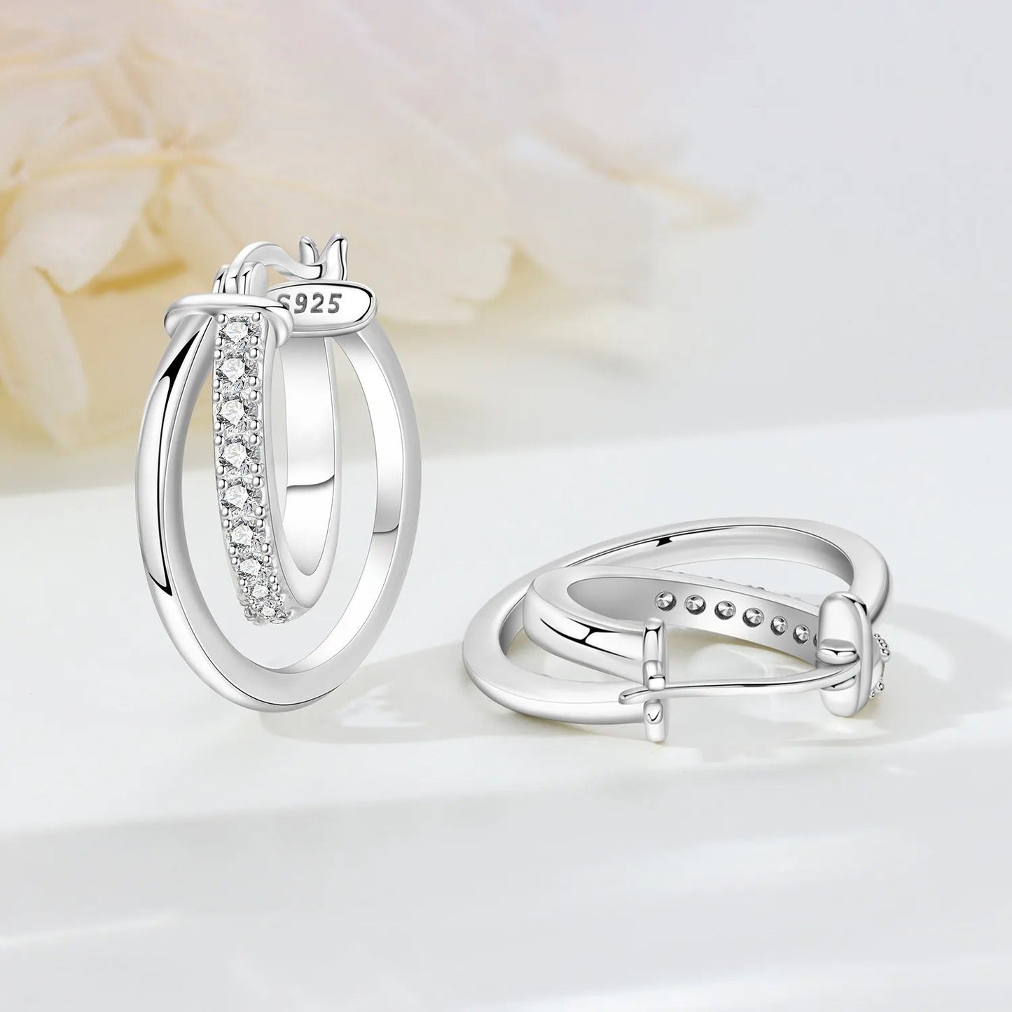 Simple Crossed Double Ring Earrings