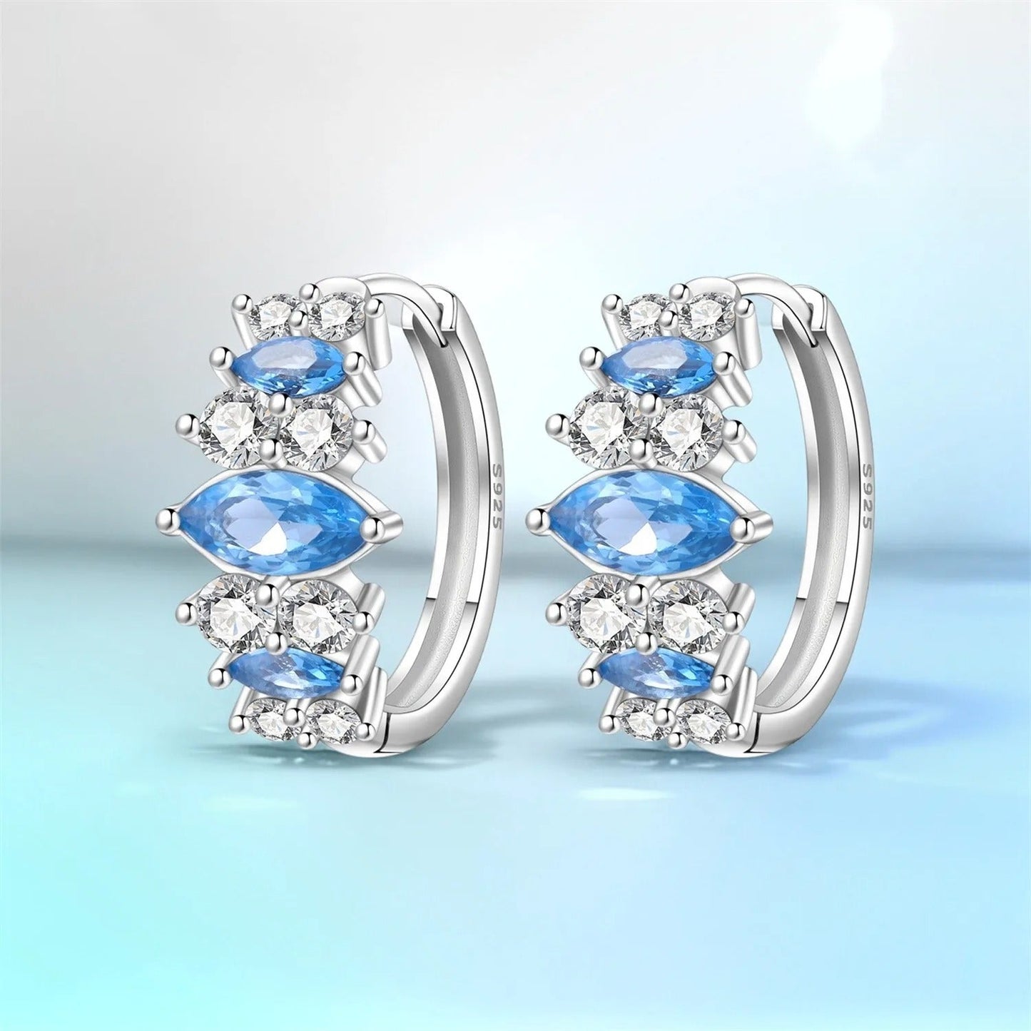 Minimalist Blue Zircon Earrings